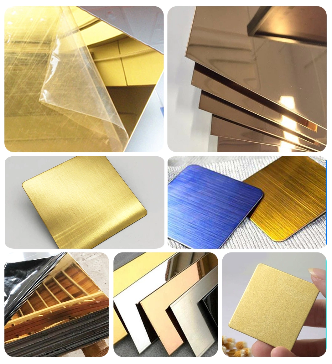 Golden Mirror/Hairline Ss Color Sheet 201j1 201 304 316 316L 430 Decorative Stainless Steel Golden Sheet