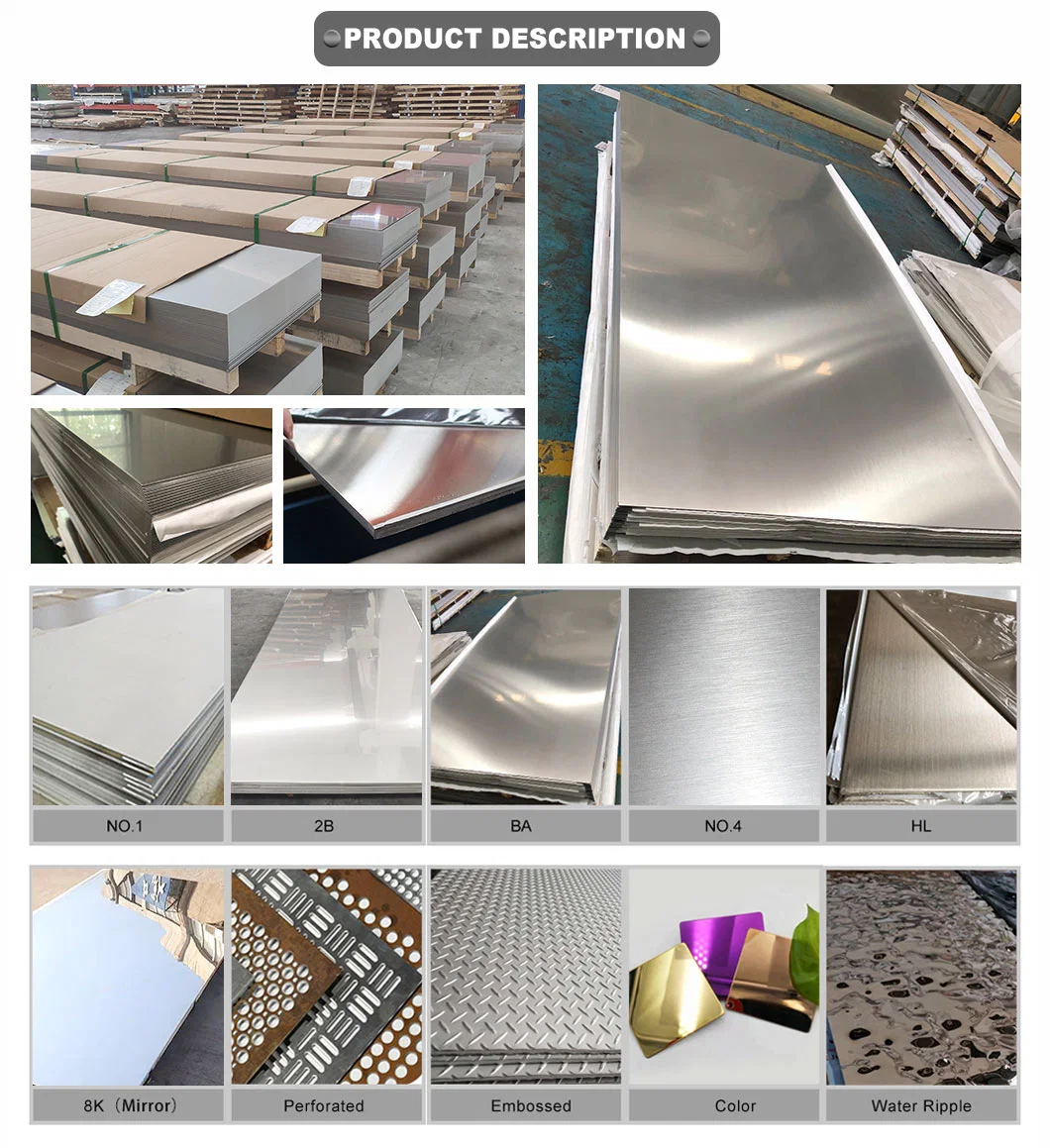 Decorative ASTM AISI Ss 201 304 316 316L 310 430 904L 5083 1020 Stainless Steel/Aluminum/Carbon/Galvanized/Copper Sheet with 2b Ba Hairline Mirror Color
