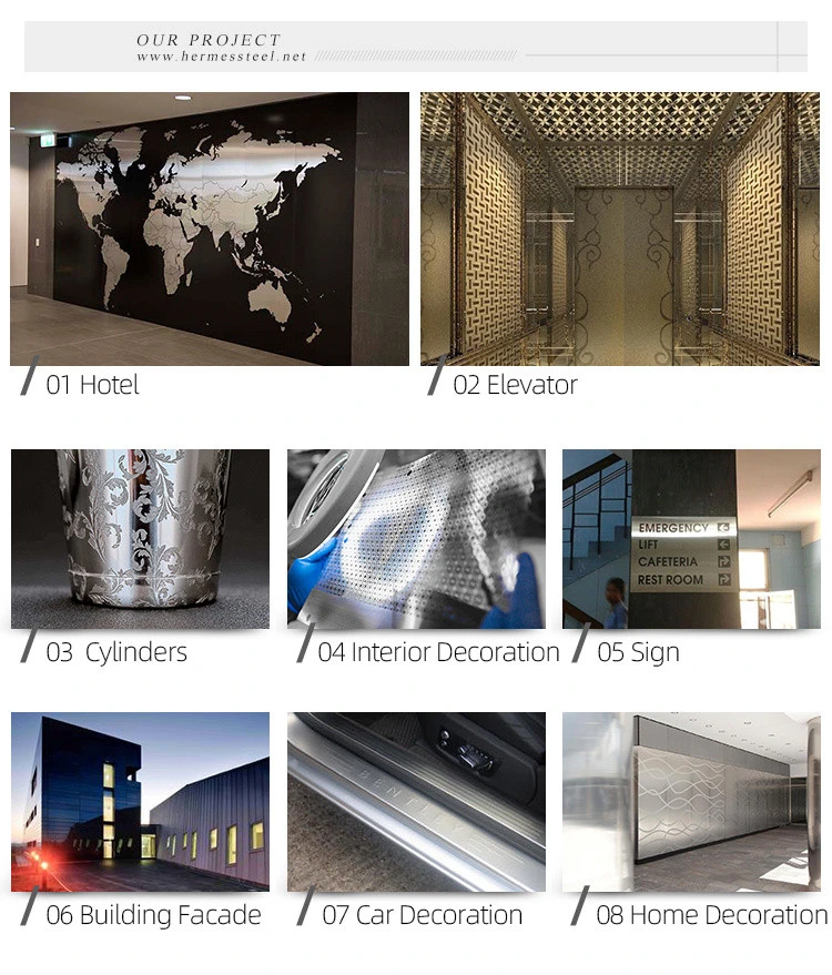 Grade 201 304 Etched Stainless Steel Sheet for Elevator Decoration