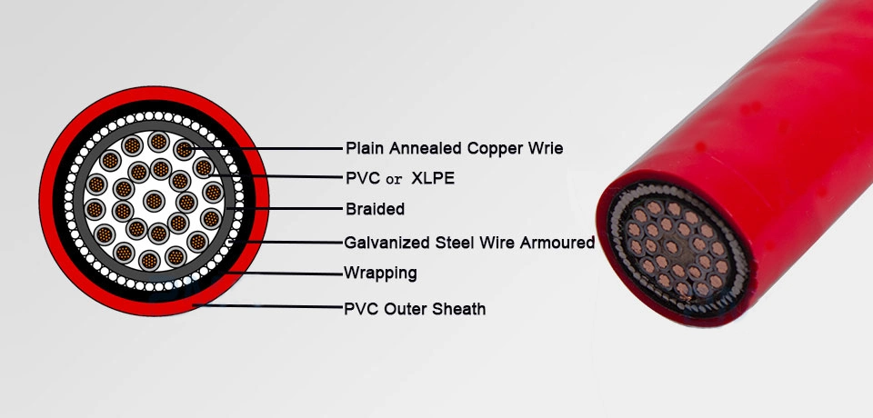 450/750V Multi Core XLPE or PVC Insulated and Sheathed Electric Copper Control Cable